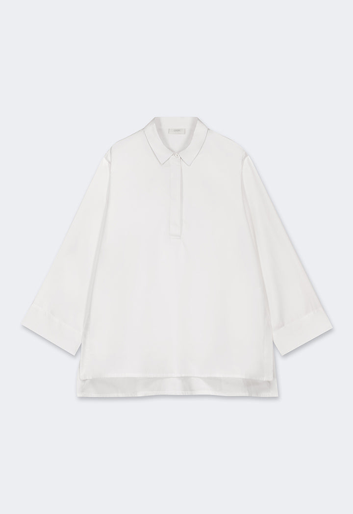 Choice Half Buttons Basic Shirt  Off White
