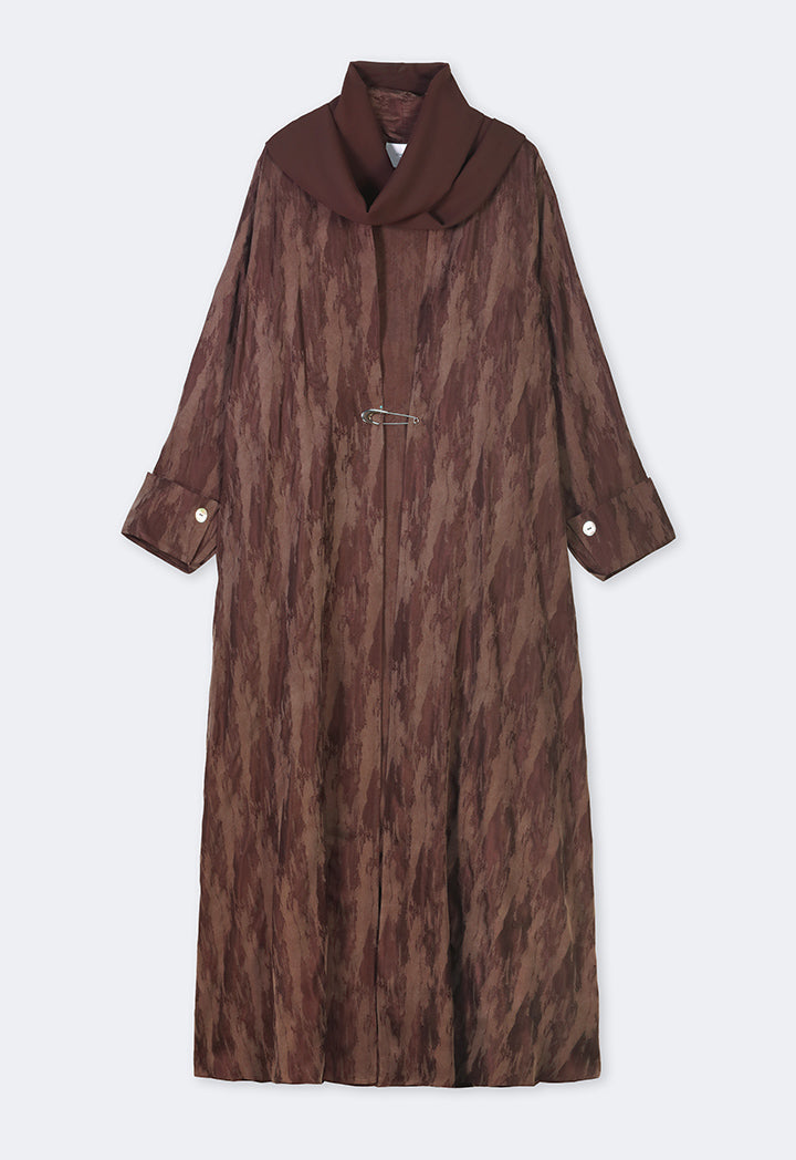 Choice Contrast Oversized Maxi Abaya With Hijab Brown