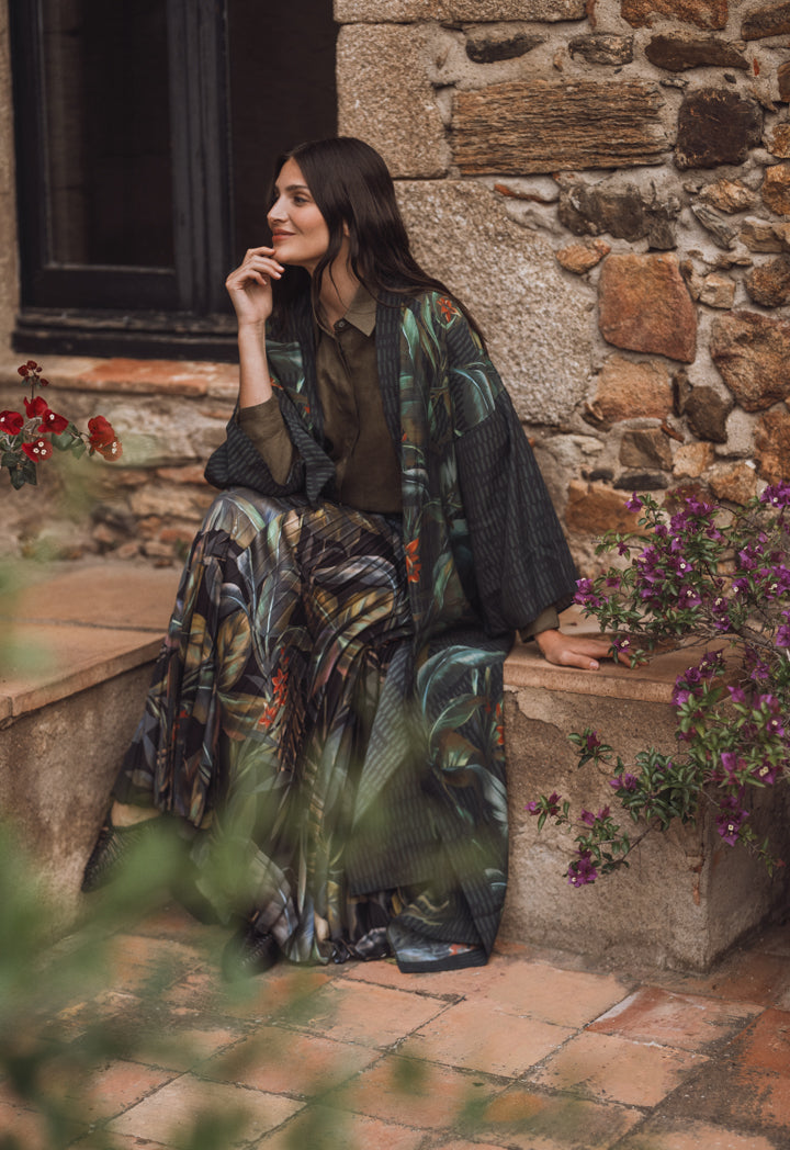 Choice Floral Print Flared Maxi Abaya  Multi Color