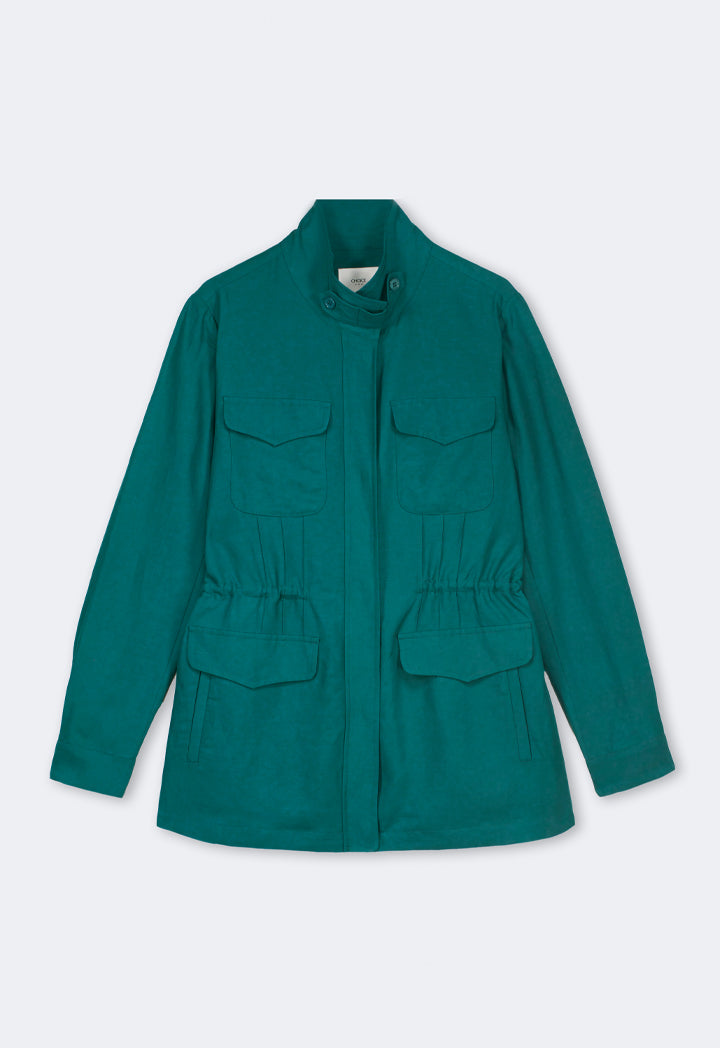 Choice Front Flap Pocket Basic Jacket Teal