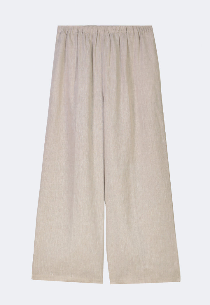 Choice Solid Wide Legs Trousers Beige