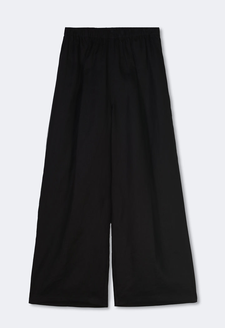 Choice Solid Wide Legs Trousers Black