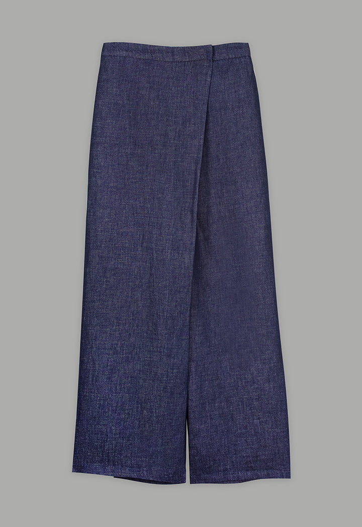 Choice Solid Wide Leg Culottes Trousers Navy