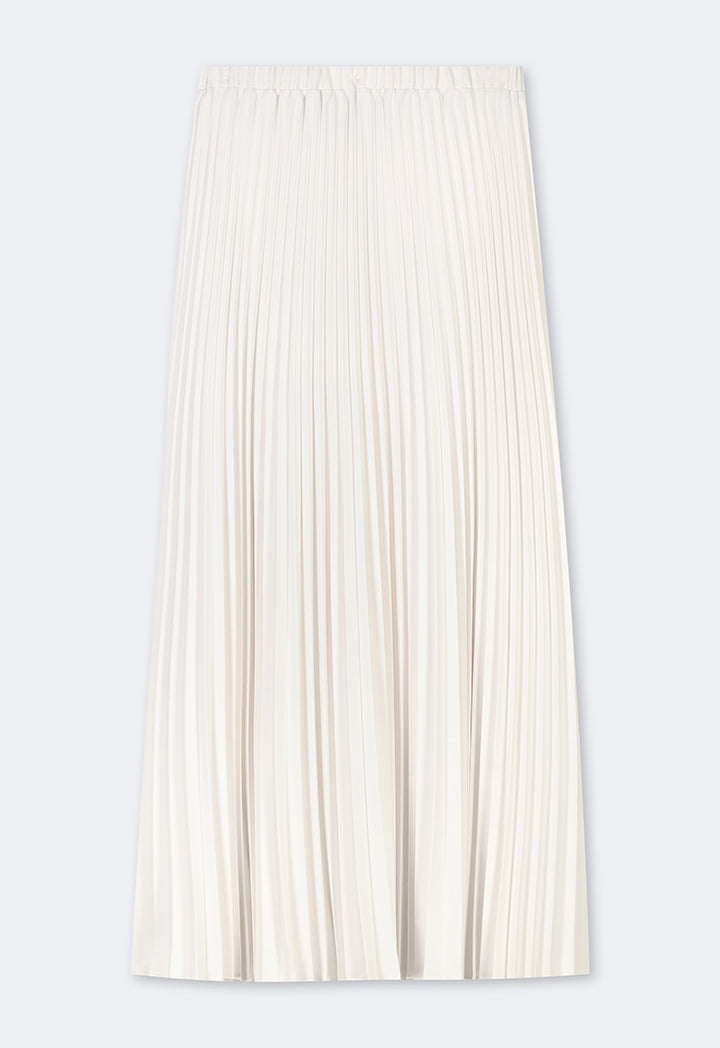 Choice Solid Pleated Maxi Skirt Cream