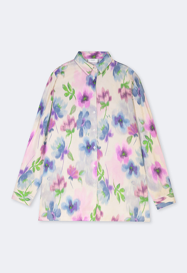 Choice Floral Printed Long Sleeve Shirt  Multi Color