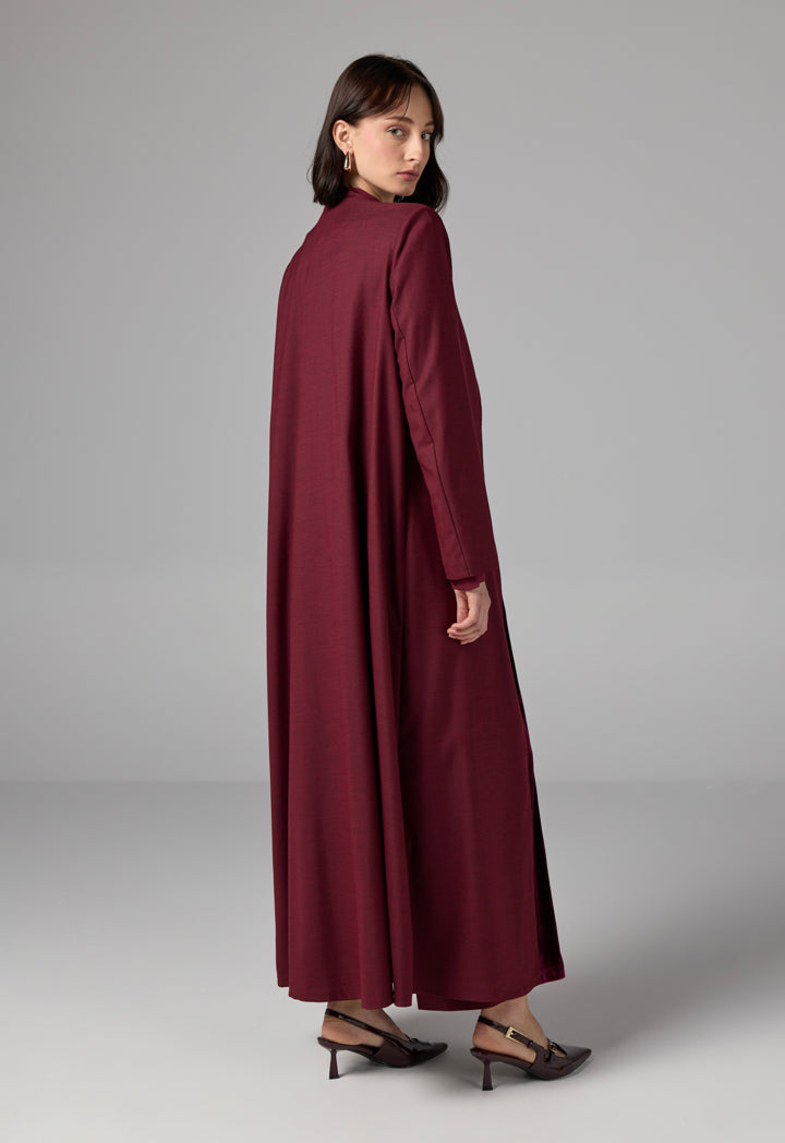 Choice Double Layered Belted Abaya Burgundy