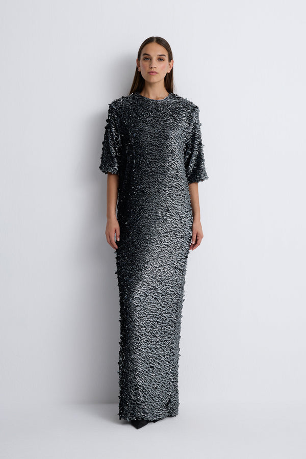 Nean Full-Length Sequin Dress Dark Grey