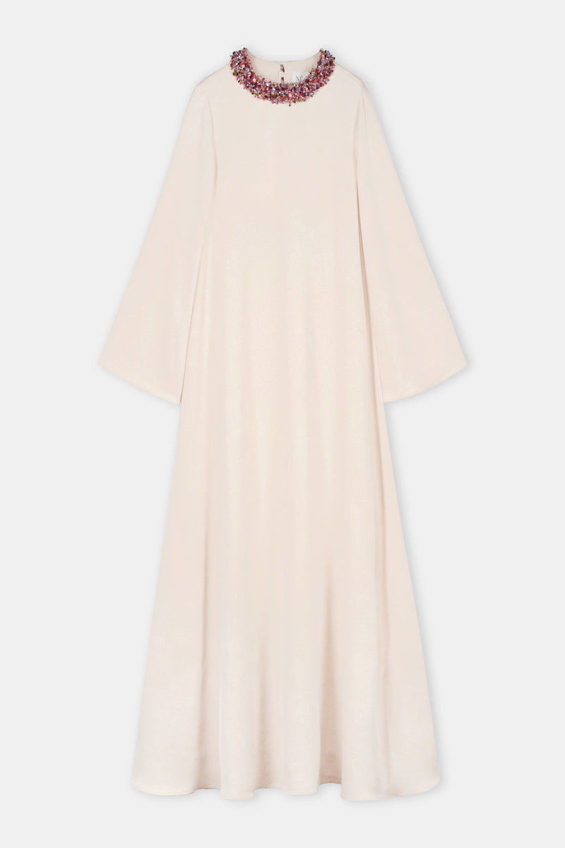 Nean Embellished Collar Gown Cream
