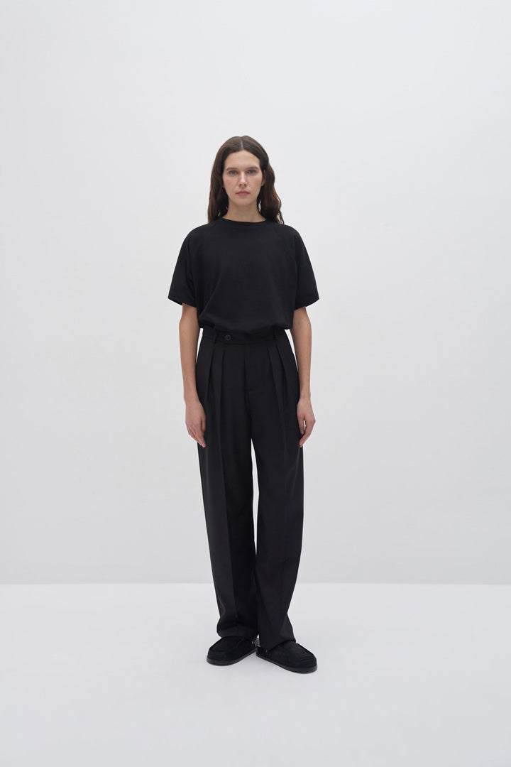 Kk Design Pleated Wide Leg Trousers Black