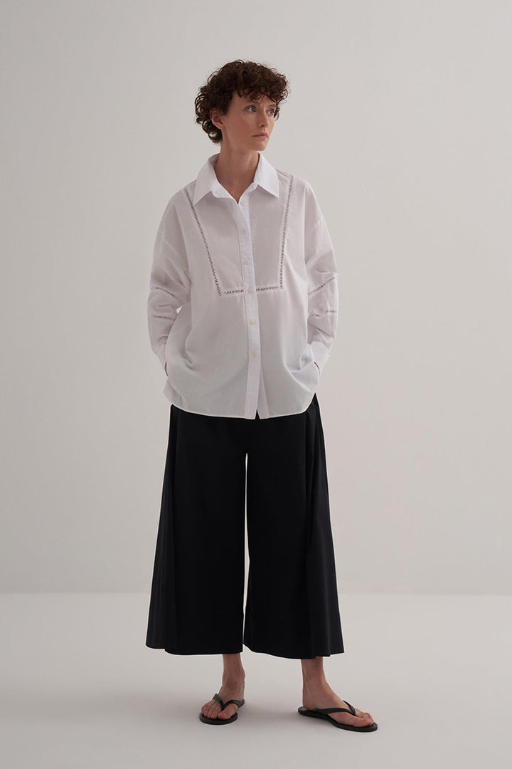 Kk Design Scallop Detailed Cotton Shirt Ecru