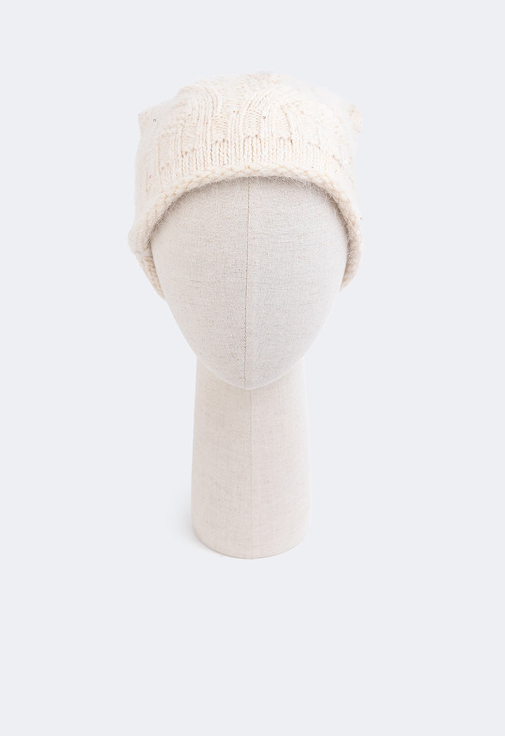 Choice Pom Pom Knitted Beanie Cream