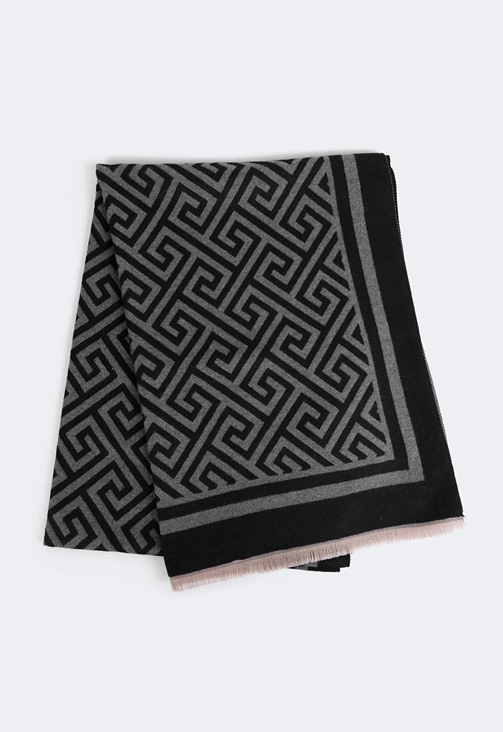 Choice Greek Key Pattern Pashmina Scarf Black