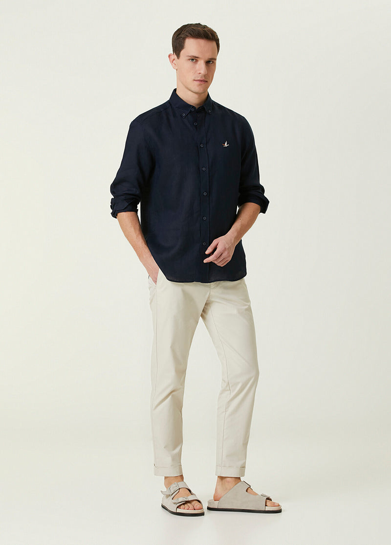 Beymen Club Men Comfort Fit Linen Shirt Navy