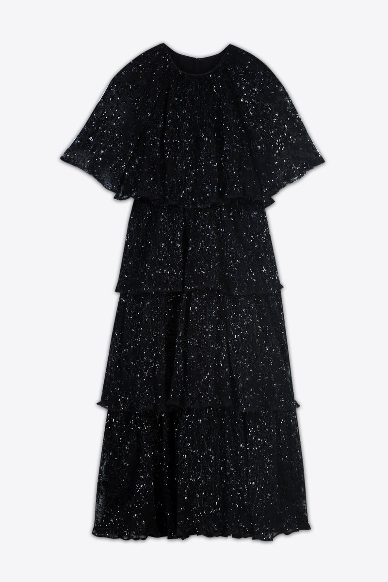 Machka Sequin Detailed Layered Dress Black