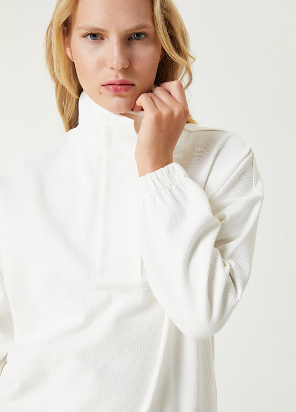 Beymen Club Half Zipped Placket Sweatshirt Off White