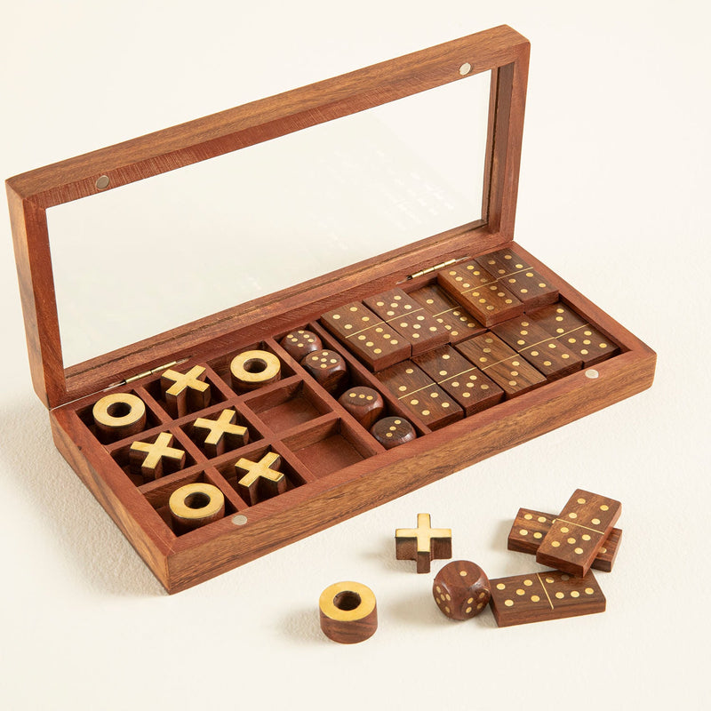 Chakra Zade Domino-Dice Tic Tac Toe Set Natural