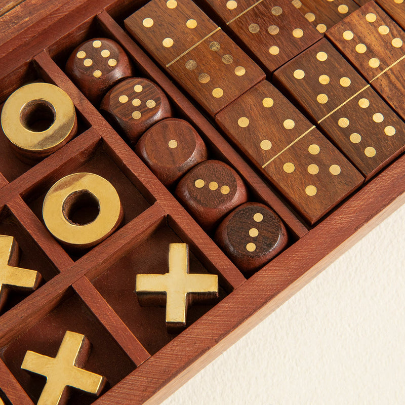 Chakra Zade Domino-Dice Tic Tac Toe Set Natural