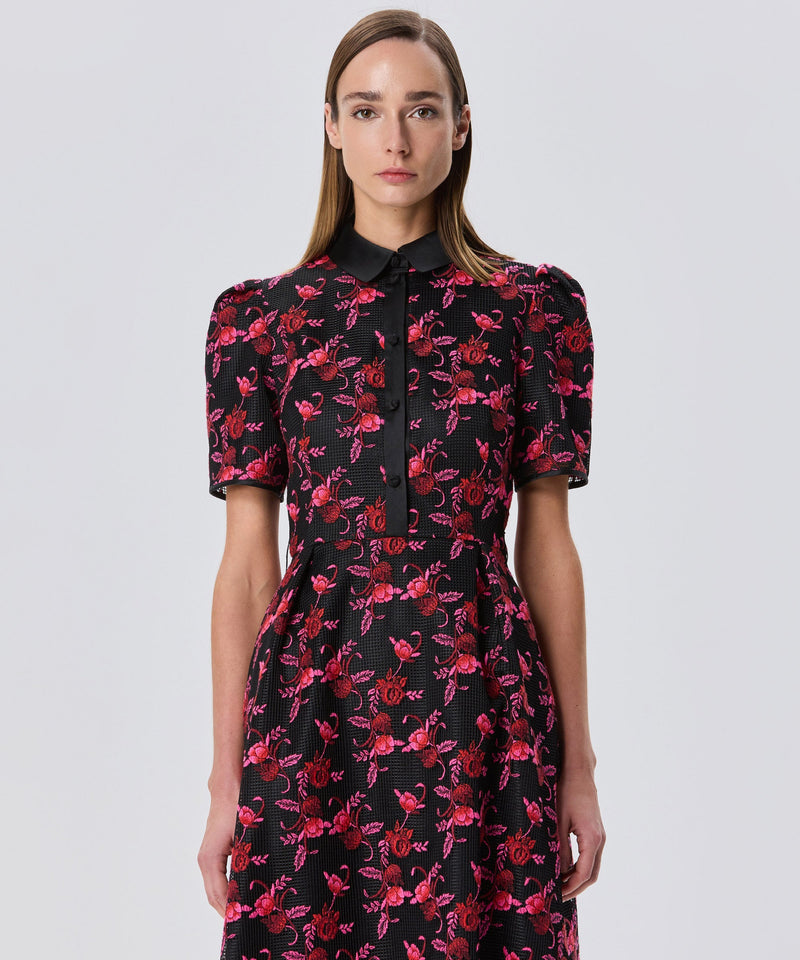 Machka Floral Print Mesh Dress Black