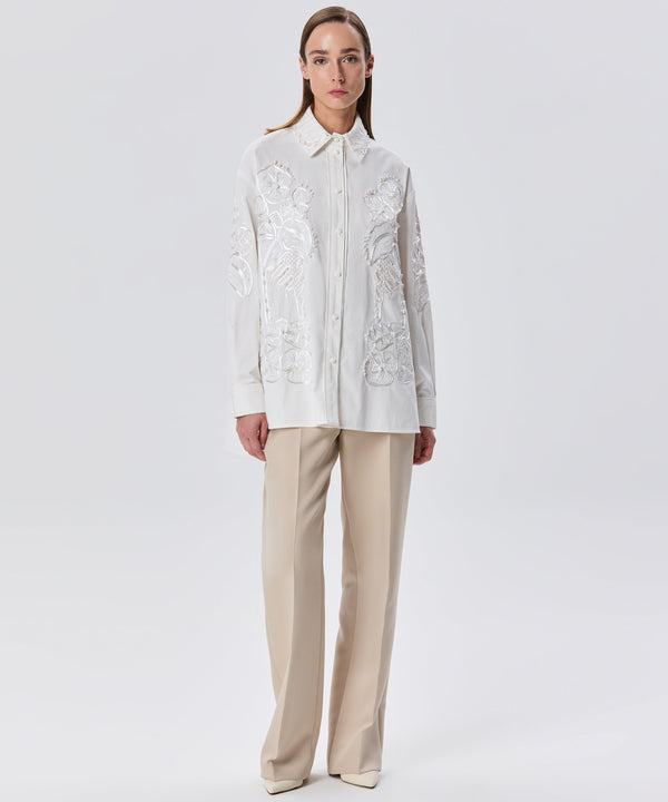 Machka Flower-Embroidered Shirt Off White