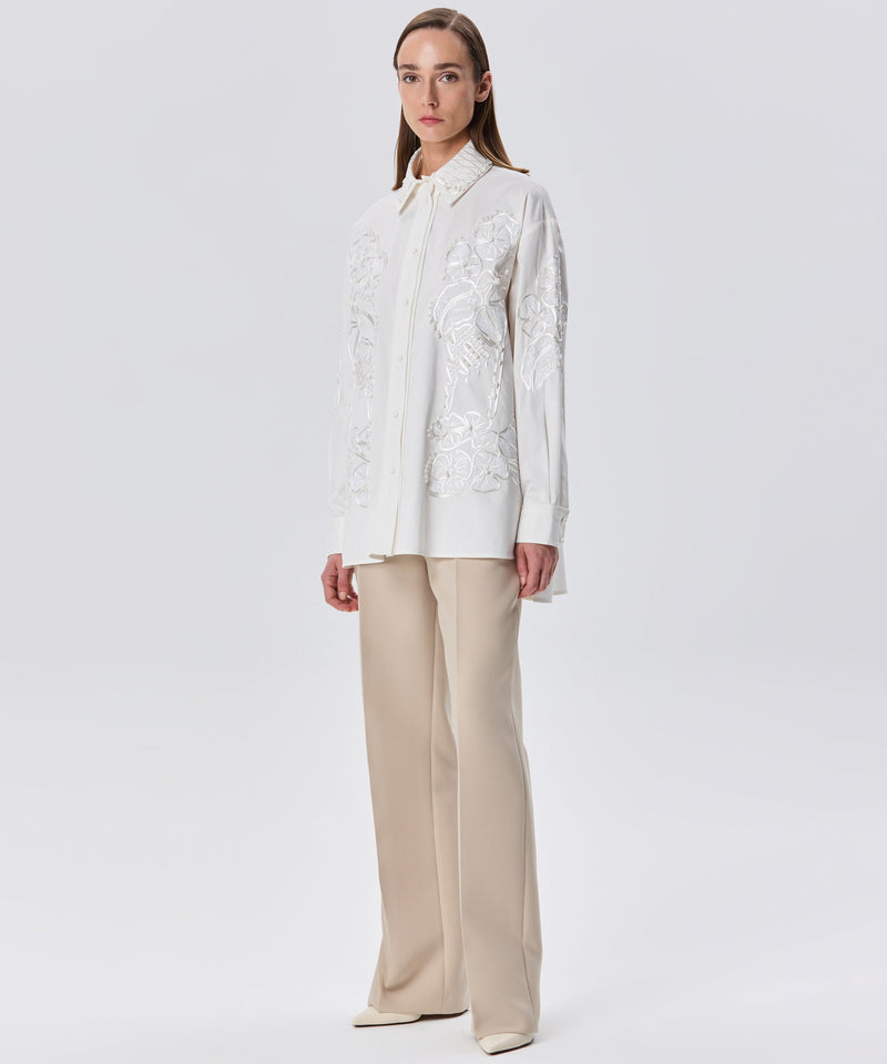 Machka Flower-Embroidered Shirt Off White