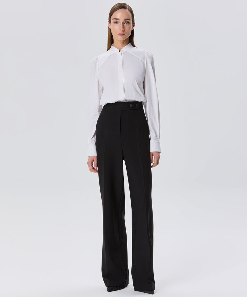 Machka High Waist Button Detail Trousers Black