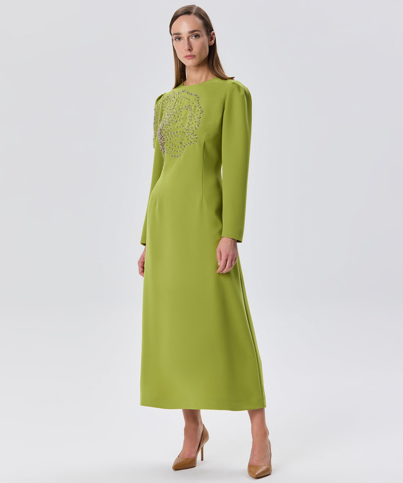 Machka Embroidered Detail Dress Green