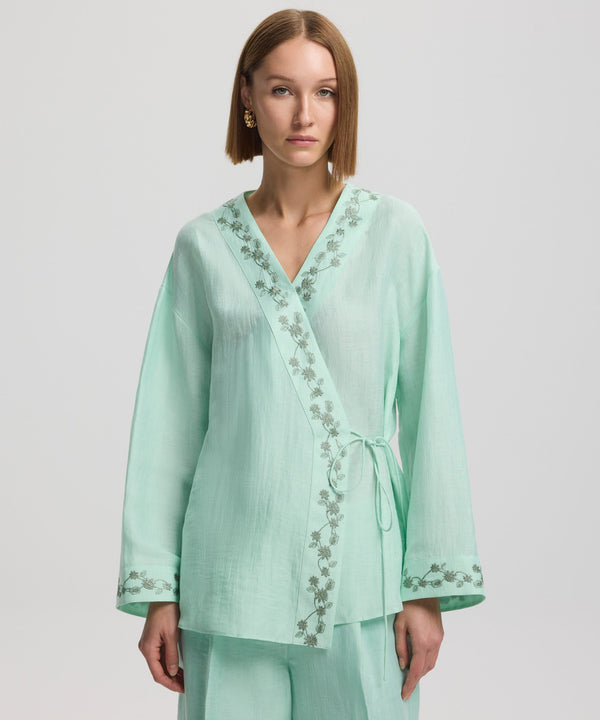 Ipekyol Wrap Tie Blouse With Embellished Detail Mint Green