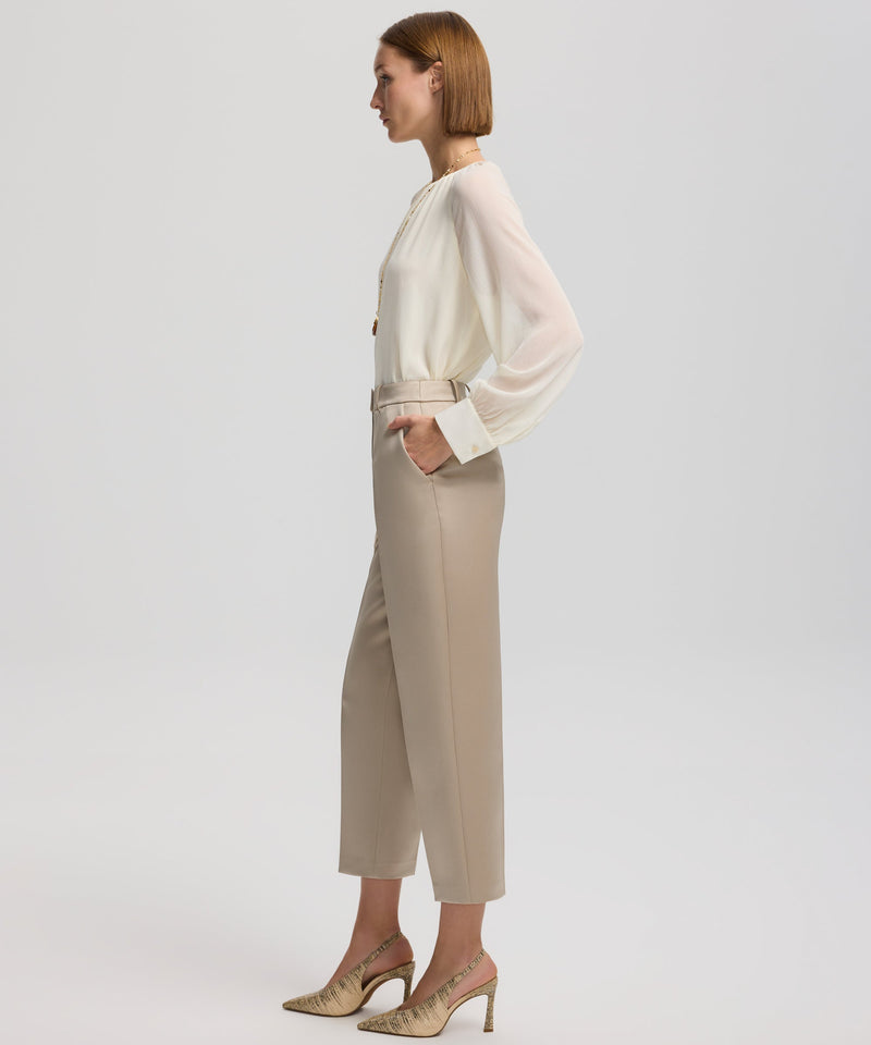 Ipekyol Shiny Textured Trousers Light Khaki