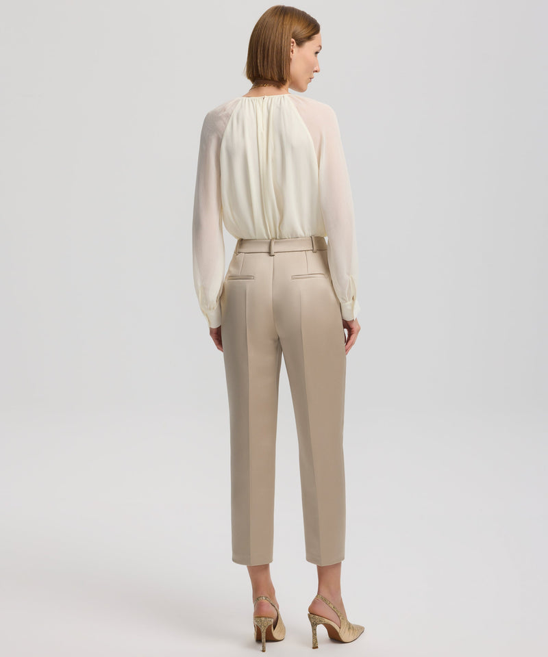 Ipekyol Shiny Textured Trousers Light Khaki