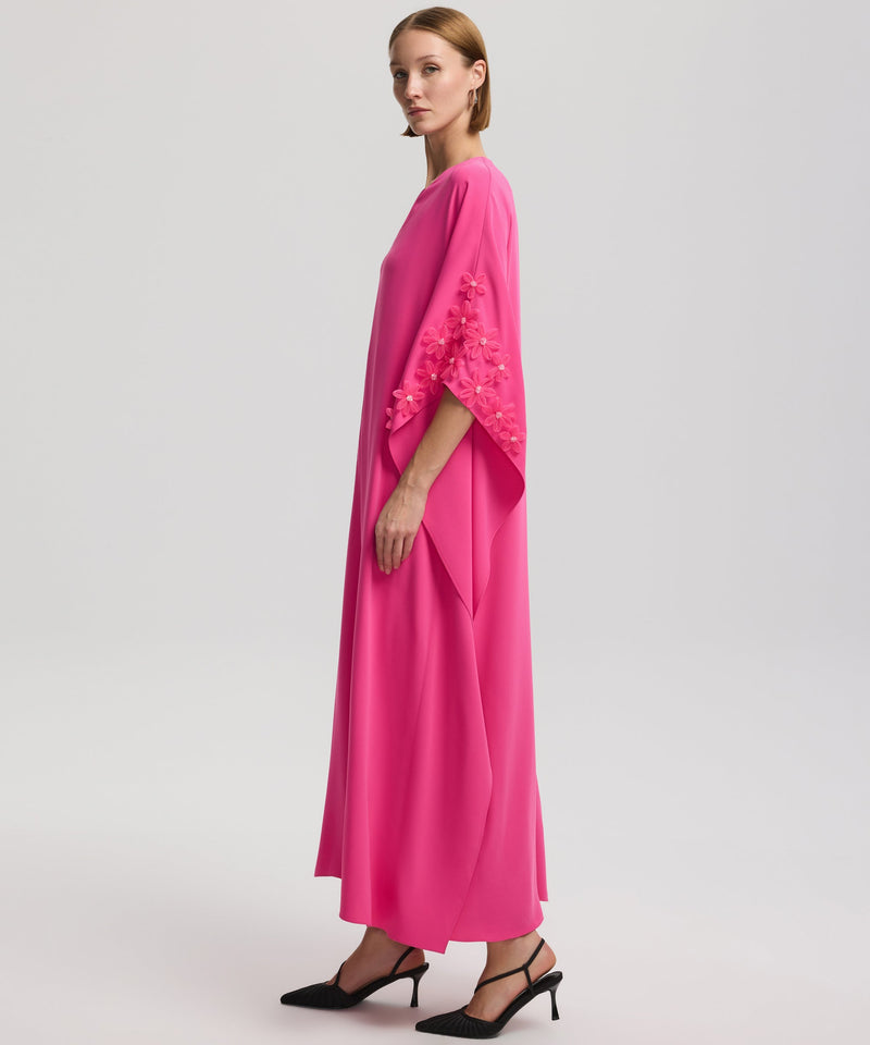 Ipekyol Flower-Embroidered V-Neck Dress Fuchsia