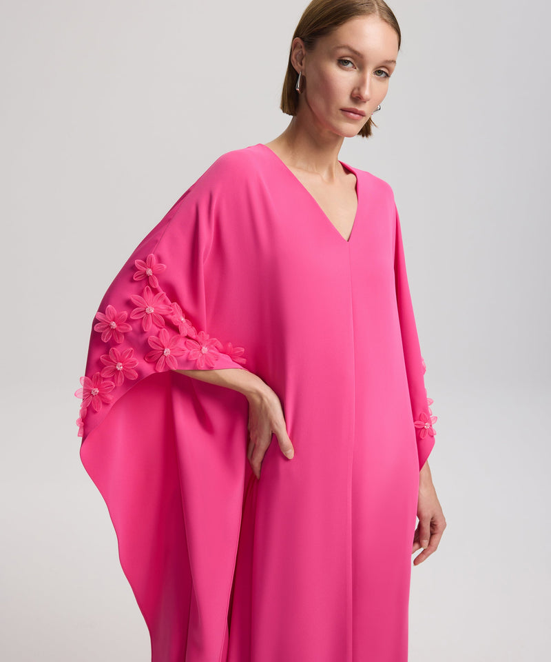 Ipekyol Flower-Embroidered V-Neck Dress Fuchsia