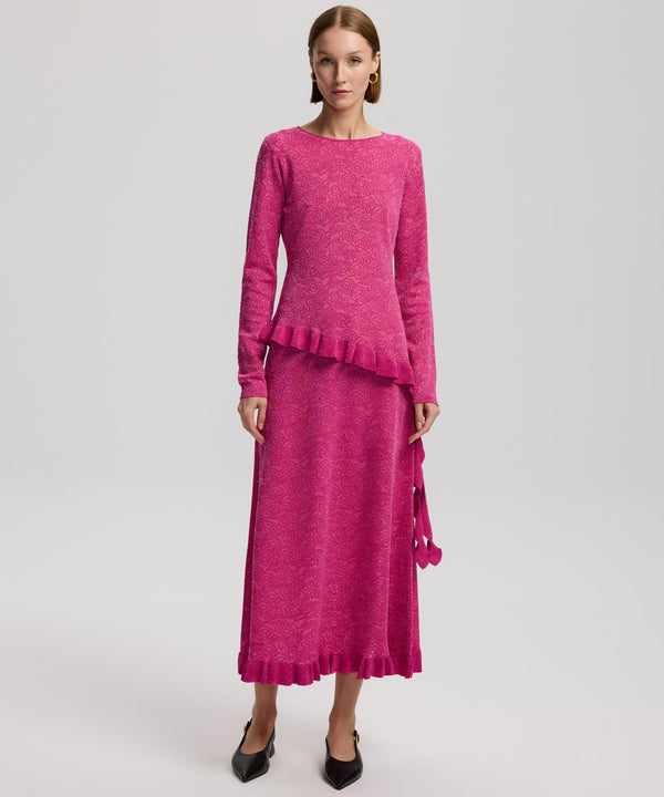 Ipekyol Asymmetrical Patterned Knitwear Fuchsia