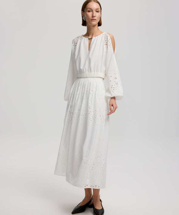 Ipekyol Embroidered Detail Pleated Skirt Off White