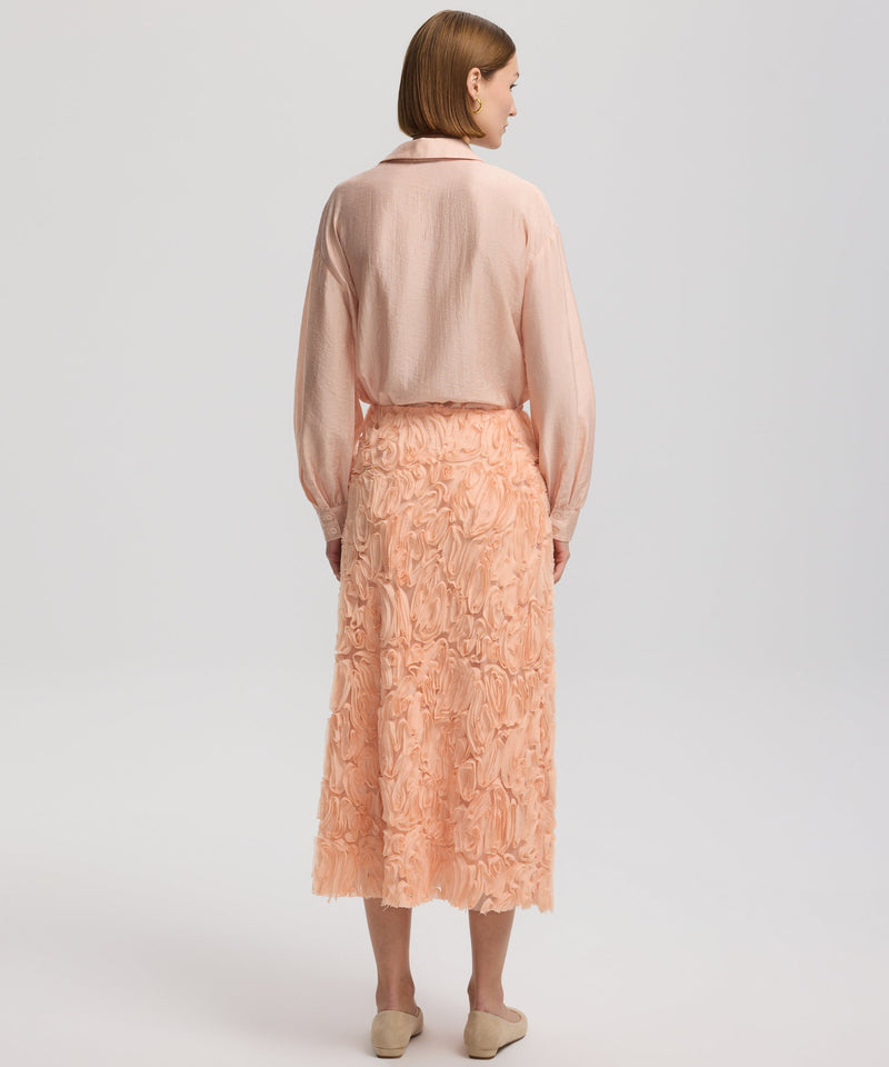 Ipekyol Floral Applique Skirt Salmon