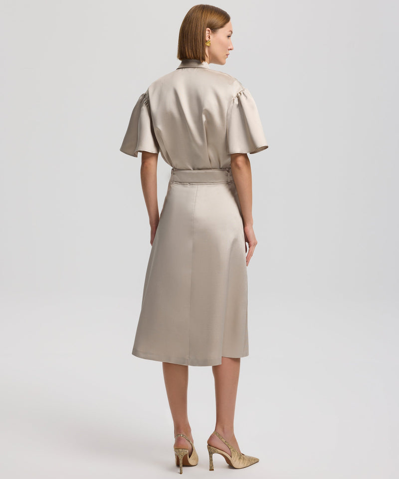 Ipekyol Self Belted A-Line Skirt Light Khaki