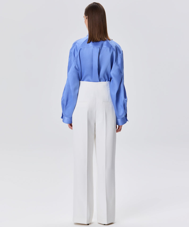 Machka High Waist Button Detail Trousers White