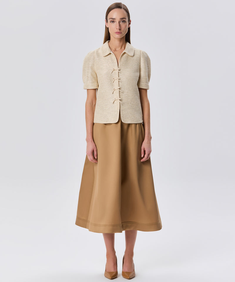 Machka Belted A-Line Skirt Dark Beige