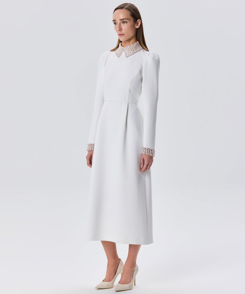 Machka Bead-Embellished Long Sleeve Dress White