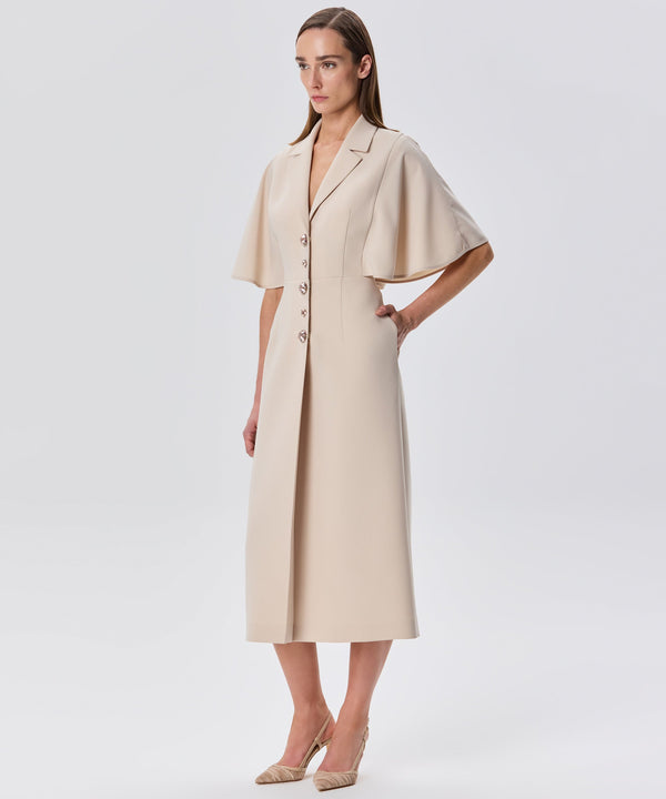 Machka Wide Sleeve Dress With Button Accessories Beige