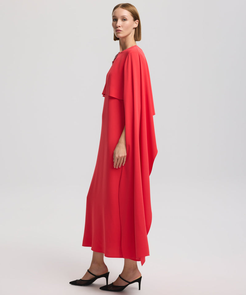 Ipekyol Cape-Effect Dress With Embellishment Vermillion