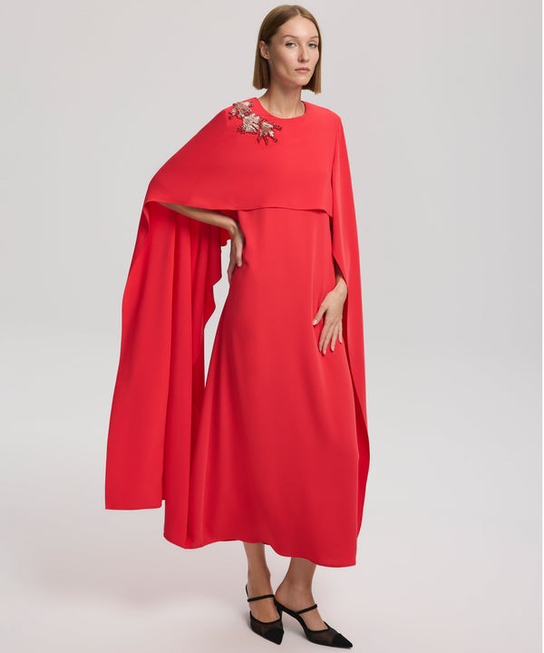 Ipekyol Cape-Effect Dress With Embellishment Vermillion