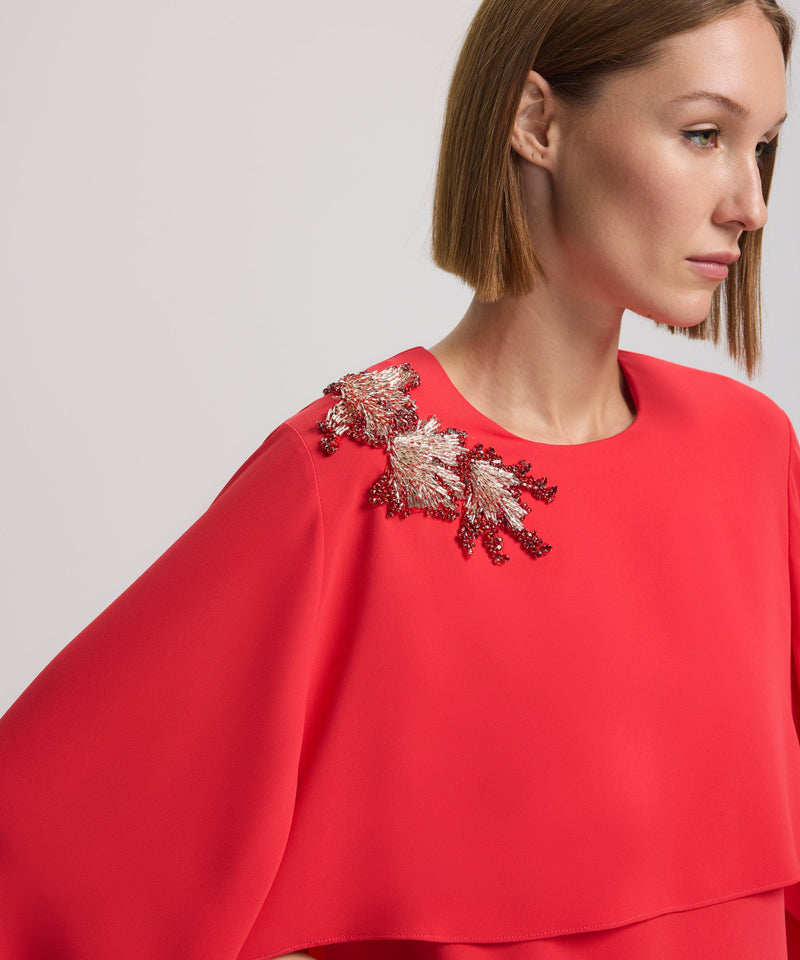 Ipekyol Cape-Effect Dress With Embellishment Vermillion