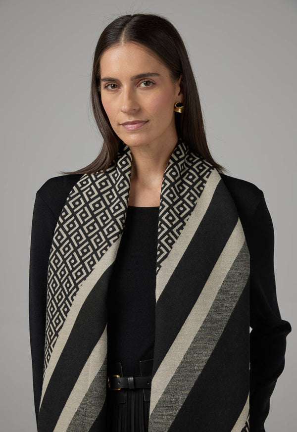 Choice Geometric Pashmina Scarf Black