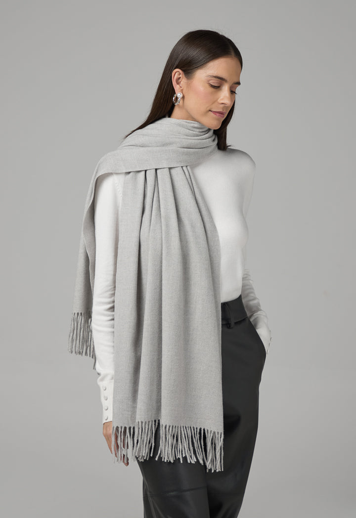 Choice Solid Tussles Winter Scarf Light Grey