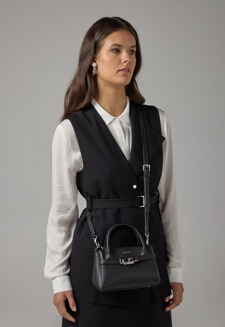 Choice Sleeveless Belted Basic Gilet Black