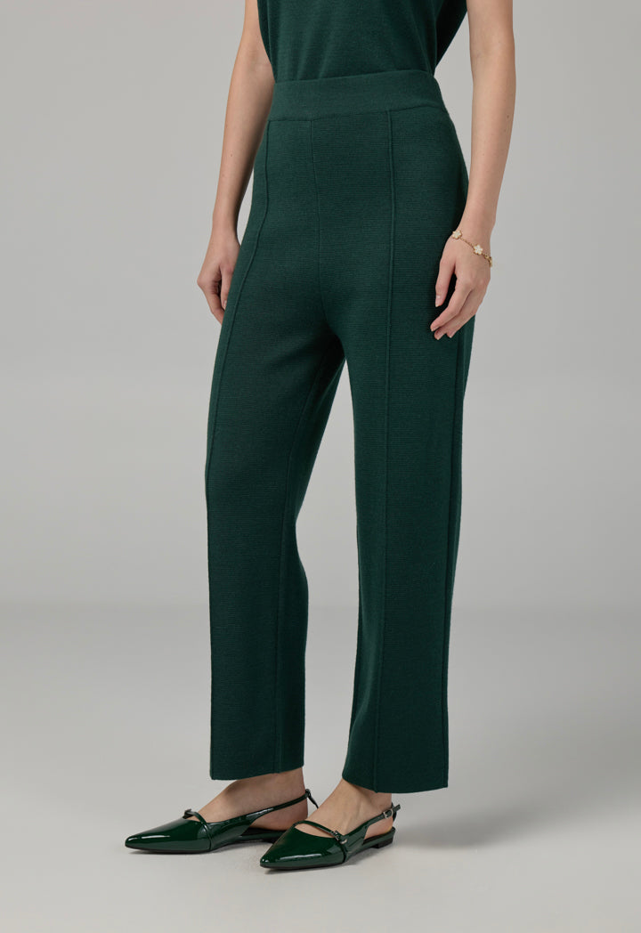 Choice Knitted Straight Fit Solid Pants Green
