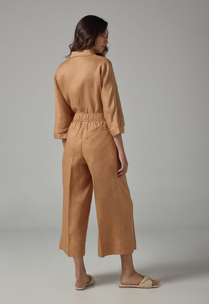 Choice Wide Leg Basic Trousers Caramel