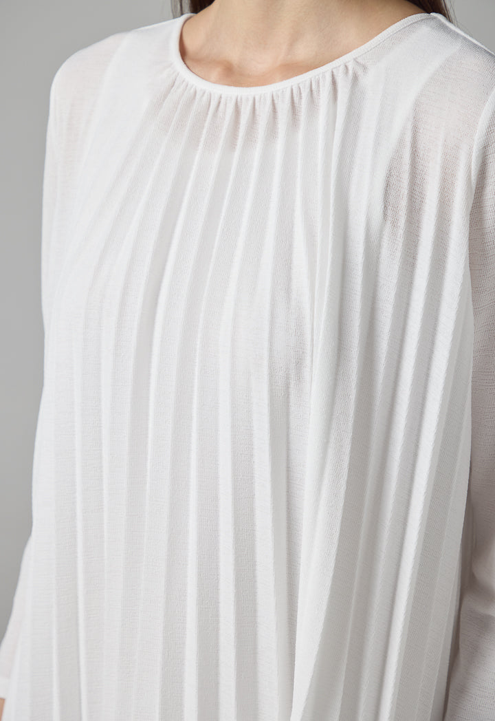 Choice Basic Pleated Maxi Dress Off White