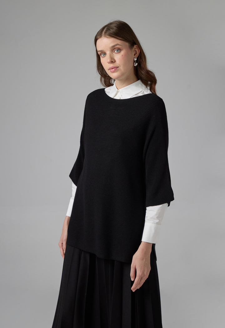 Choice Solid Short Sleeves Knitted Top Black