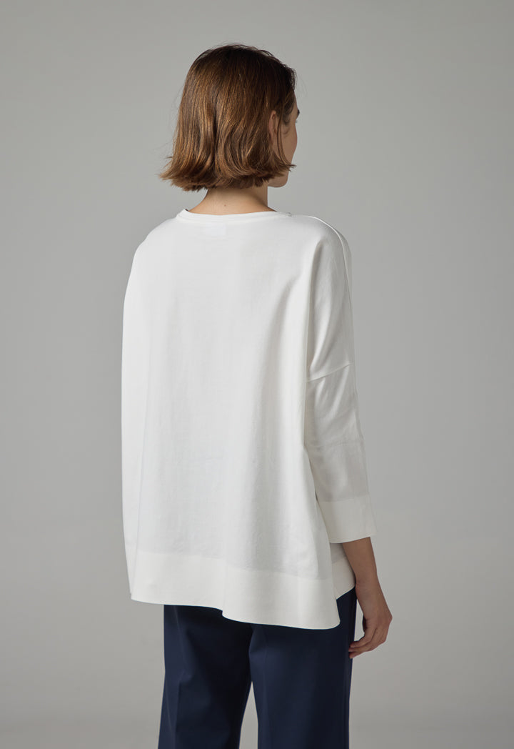 Choice Solid Short Sleeves Blouse Off White